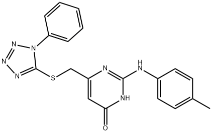 2-[(4-methylphenyl)amino]-6-{[(1-phenyl-1H-tetrazol-5-yl)sulfanyl]methyl}pyrimidin-4-ol Structure