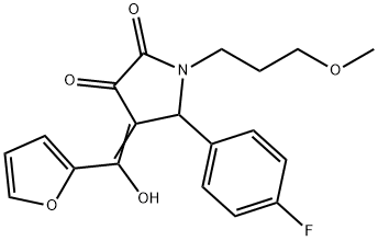 (E)-5-(4-fluorophenyl)-4-(furan-2-yl(hydroxy)methylene)-1-(3-methoxypropyl)pyrrolidine-2,3-dione Structure