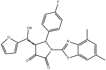 (E)-1-(4,6-dimethylbenzo[d]thiazol-2-yl)-5-(4-fluorophenyl)-4-(furan-2-yl(hydroxy)methylene)pyrrolidine-2,3-dione 구조식 이미지
