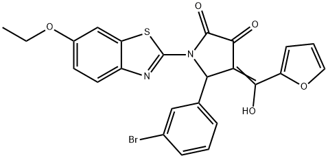 (E)-5-(3-bromophenyl)-1-(6-ethoxybenzo[d]thiazol-2-yl)-4-(furan-2-yl(hydroxy)methylene)pyrrolidine-2,3-dione Structure