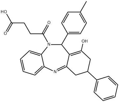 4-(1-hydroxy-3-phenyl-11-(p-tolyl)-3,4-dihydro-2H-dibenzo[b,e][1,4]diazepin-10(11H)-yl)-4-oxobutanoic acid Structure