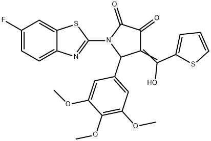 (E)-1-(6-fluorobenzo[d]thiazol-2-yl)-4-(hydroxy(thiophen-2-yl)methylene)-5-(3,4,5-trimethoxyphenyl)pyrrolidine-2,3-dione 구조식 이미지