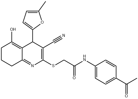 N-(4-acetylphenyl)-2-((3-cyano-5-hydroxy-4-(5-methylfuran-2-yl)-4,6,7,8-tetrahydroquinolin-2-yl)thio)acetamide Structure