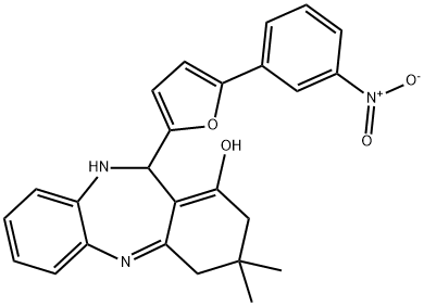 3,3-dimethyl-11-(5-(3-nitrophenyl)furan-2-yl)-3,4,10,11-tetrahydro-2H-dibenzo[b,e][1,4]diazepin-1-ol 구조식 이미지