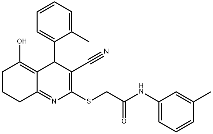 2-((3-cyano-5-hydroxy-4-(o-tolyl)-4,6,7,8-tetrahydroquinolin-2-yl)thio)-N-(m-tolyl)acetamide Structure