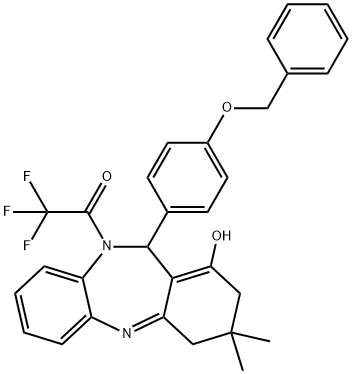 1-(11-(4-(benzyloxy)phenyl)-1-hydroxy-3,3-dimethyl-3,4-dihydro-2H-dibenzo[b,e][1,4]diazepin-10(11H)-yl)-2,2,2-trifluoroethanone Structure