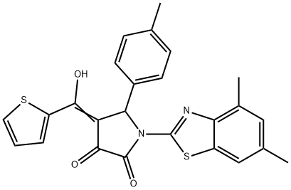 (E)-1-(4,6-dimethylbenzo[d]thiazol-2-yl)-4-(hydroxy(thiophen-2-yl)methylene)-5-(p-tolyl)pyrrolidine-2,3-dione 구조식 이미지