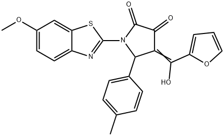 (E)-4-(furan-2-yl(hydroxy)methylene)-1-(6-methoxybenzo[d]thiazol-2-yl)-5-(p-tolyl)pyrrolidine-2,3-dione Structure
