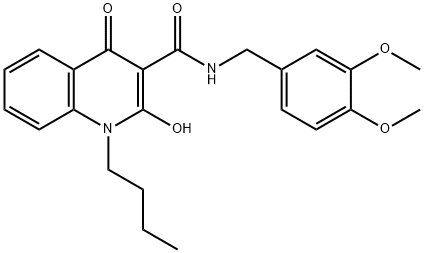 1-butyl-N-(3,4-dimethoxybenzyl)-2-hydroxy-4-oxo-1,4-dihydroquinoline-3-carboxamide 구조식 이미지