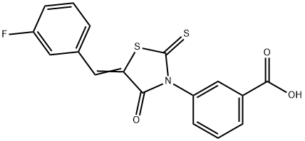 3-[(5Z)-5-(3-fluorobenzylidene)-4-oxo-2-thioxo-1,3-thiazolidin-3-yl]benzoic acid Structure