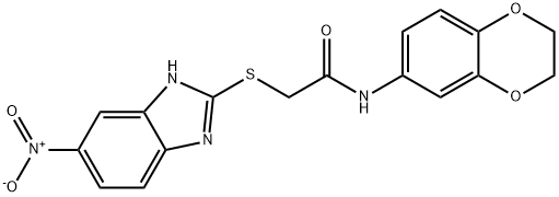 N-(2,3-dihydro-1,4-benzodioxin-6-yl)-2-[(5-nitro-1H-benzimidazol-2-yl)sulfanyl]acetamide Structure