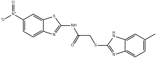 2-[(5-methyl-1H-benzimidazol-2-yl)sulfanyl]-N-(6-nitro-1,3-benzothiazol-2-yl)acetamide Structure