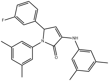 1-(3,5-dimethylphenyl)-3-[(3,5-dimethylphenyl)amino]-5-(3-fluorophenyl)-1,5-dihydro-2H-pyrrol-2-one 구조식 이미지