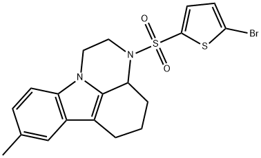 3-((5-bromothiophen-2-yl)sulfonyl)-8-methyl-2,3,3a,4,5,6-hexahydro-1H-pyrazino[3,2,1-jk]carbazole Structure