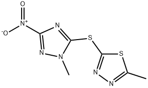 2-({3-nitro-1-methyl-1H-1,2,4-triazol-5-yl}sulfanyl)-5-methyl-1,3,4-thiadiazole 구조식 이미지