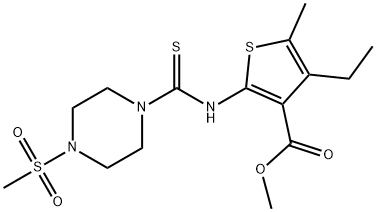 methyl 4-ethyl-5-methyl-2-(4-(methylsulfonyl)piperazine-1-carbothioamido)thiophene-3-carboxylate Structure