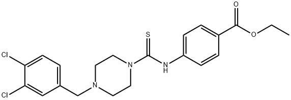 ethyl 4-(4-(3,4-dichlorobenzyl)piperazine-1-carbothioamido)benzoate Structure