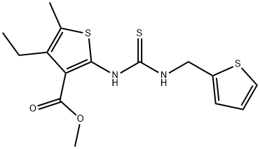 methyl 4-ethyl-5-methyl-2-(3-(thiophen-2-ylmethyl)thioureido)thiophene-3-carboxylate Structure