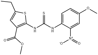 methyl 5-ethyl-2-(3-(4-methoxy-2-nitrophenyl)thioureido)thiophene-3-carboxylate 구조식 이미지