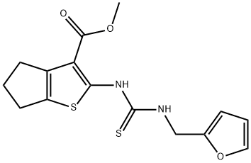 methyl 2-(3-(furan-2-ylmethyl)thioureido)-5,6-dihydro-4H-cyclopenta[b]thiophene-3-carboxylate 구조식 이미지