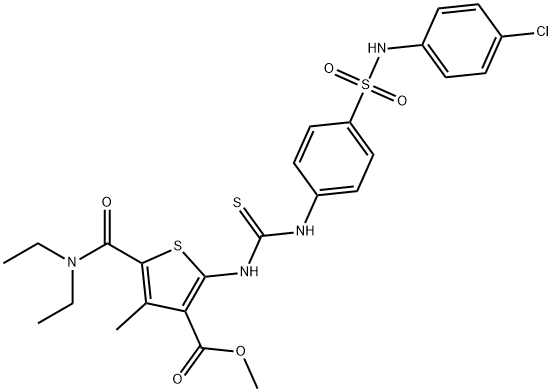 methyl 2-(3-(4-(N-(4-chlorophenyl)sulfamoyl)phenyl)thioureido)-5-(diethylcarbamoyl)-4-methylthiophene-3-carboxylate Structure