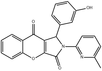 1-(3-hydroxyphenyl)-2-(6-methylpyridin-2-yl)-1,2-dihydrochromeno[2,3-c]pyrrole-3,9-dione 구조식 이미지