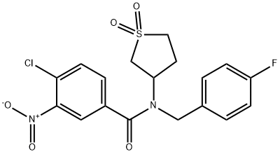 4-chloro-N-(1,1-dioxidotetrahydrothiophen-3-yl)-N-(4-fluorobenzyl)-3-nitrobenzamide 구조식 이미지