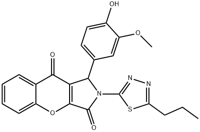 1-(4-hydroxy-3-methoxyphenyl)-2-(5-propyl-1,3,4-thiadiazol-2-yl)-1,2-dihydrochromeno[2,3-c]pyrrole-3,9-dione 구조식 이미지