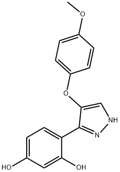 4-[4-(4-methoxyphenoxy)-1H-pyrazol-3-yl]benzene-1,3-diol Structure
