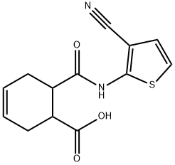 6-((3-cyanothiophen-2-yl)carbamoyl)cyclohex-3-enecarboxylic acid Structure