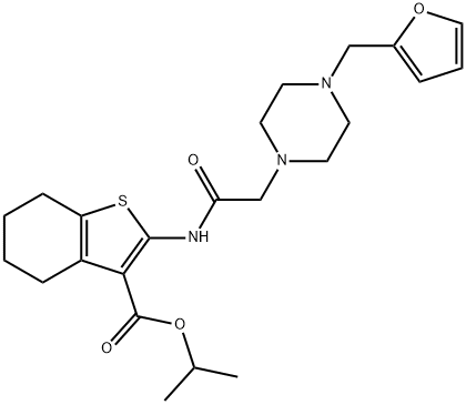 isopropyl 2-(2-(4-(furan-2-ylmethyl)piperazin-1-yl)acetamido)-4,5,6,7-tetrahydrobenzo[b]thiophene-3-carboxylate 구조식 이미지