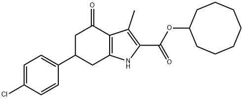 cyclooctyl 6-(4-chlorophenyl)-3-methyl-4-oxo-4,5,6,7-tetrahydro-1H-indole-2-carboxylate 구조식 이미지