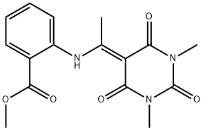 methyl 2-{[1-(1,3-dimethyl-2,4,6-trioxotetrahydropyrimidin-5(2H)-ylidene)ethyl]amino}benzoate 구조식 이미지