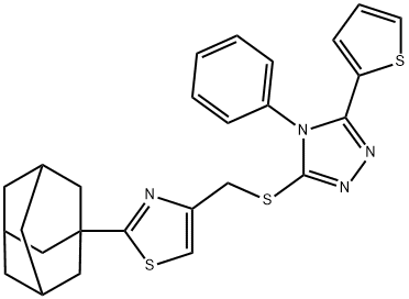 4-phenyl-3-(thiophen-2-yl)-5-({[2-(tricyclo[3.3.1.1~3,7~]dec-1-yl)-1,3-thiazol-4-yl]methyl}sulfanyl)-4H-1,2,4-triazole Structure