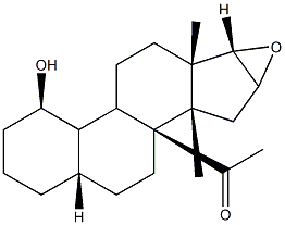 1-((2aS,4R,6aS,6bS,8aS,8bS,9aR,10aS,10bR)-4-hydroxy-6a,8a-dimethylhexadecahydro-1H-naphtho[2',1':4,5]indeno[1,2-b]oxiren-8b-yl)ethanone 구조식 이미지