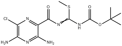 tert-butyl(Z)-((3,5-diamino-6-chloropyrazine-2-carboxamido)(methylthio)methylene)carbamate Structure
