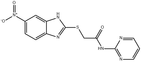 2-[(5-nitro-1H-benzimidazol-2-yl)sulfanyl]-N-(pyrimidin-2-yl)acetamide 구조식 이미지