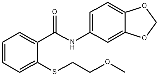 N-(1,3-benzodioxol-5-yl)-2-[(2-methoxyethyl)sulfanyl]benzamide Structure