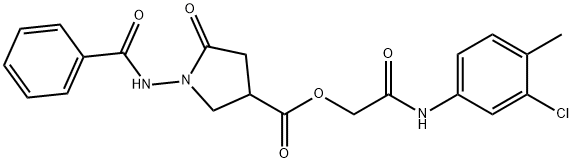 2-((3-chloro-4-methylphenyl)amino)-2-oxoethyl 1-benzamido-5-oxopyrrolidine-3-carboxylate 구조식 이미지