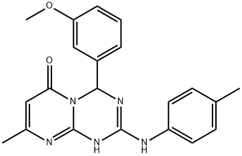 4-(3-methoxyphenyl)-8-methyl-2-[(4-methylphenyl)amino]-1,4-dihydro-6H-pyrimido[1,2-a][1,3,5]triazin-6-one Structure