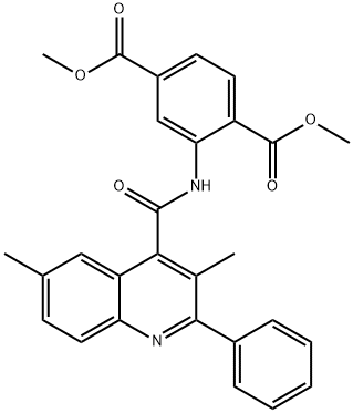 dimethyl 2-(3,6-dimethyl-2-phenylquinoline-4-carboxamido)terephthalate 구조식 이미지