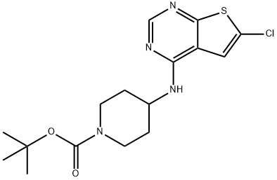 tert-butyl 4-(6-chlorothieno[2,3-d]pyrimidin-4-ylamino)piperidine-1-carboxylate Structure