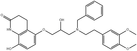 5-(3-(benzyl(3,4-dimethoxyphenethyl)amino)-2-hydroxypropoxy)-8-hydroxy-3,4-dihydroquinolin-2(1H)-one(WXG02850) 구조식 이미지