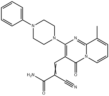 (2E)-2-cyano-3-[9-methyl-4-oxo-2-(4-phenylpiperazin-1-yl)-4H-pyrido[1,2-a]pyrimidin-3-yl]prop-2-enamide Structure