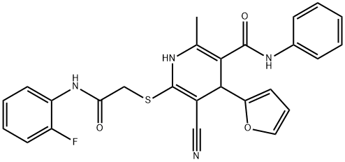 5-cyano-6-({2-[(2-fluorophenyl)amino]-2-oxoethyl}sulfanyl)-4-(furan-2-yl)-2-methyl-N-phenyl-1,4-dihydropyridine-3-carboxamide Structure