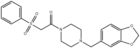 1-[4-(1,3-benzodioxol-5-ylmethyl)piperazin-1-yl]-2-(phenylsulfonyl)ethanone 구조식 이미지