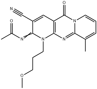 N-[(2E)-3-cyano-1-(3-methoxypropyl)-10-methyl-5-oxo-1,5-dihydro-2H-dipyrido[1,2-a:2',3'-d]pyrimidin-2-ylidene]acetamide Structure