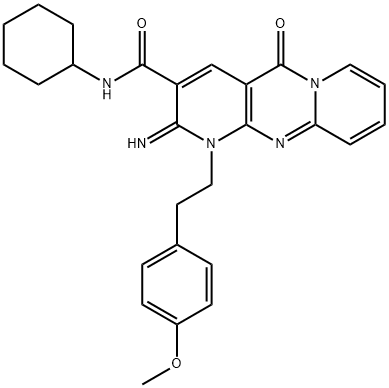 N-cyclohexyl-2-imino-1-[2-(4-methoxyphenyl)ethyl]-5-oxo-1,5-dihydro-2H-dipyrido[1,2-a:2',3'-d]pyrimidine-3-carboxamide Structure