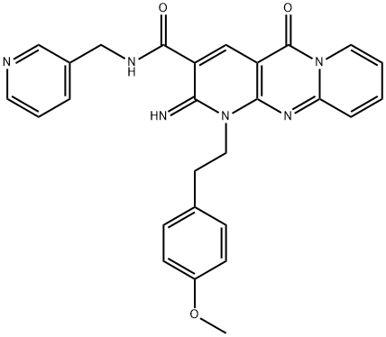 2-imino-1-[2-(4-methoxyphenyl)ethyl]-5-oxo-N-(pyridin-3-ylmethyl)-1,5-dihydro-2H-dipyrido[1,2-a:2',3'-d]pyrimidine-3-carboxamide 구조식 이미지
