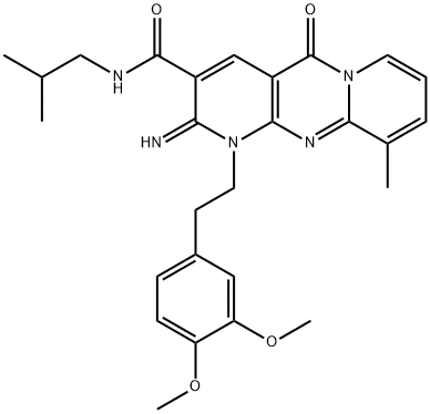 1-[2-(3,4-dimethoxyphenyl)ethyl]-2-imino-N-isobutyl-10-methyl-5-oxo-1,5-dihydro-2H-dipyrido[1,2-a:2,3-d]pyrimidine-3-carboxamide 구조식 이미지